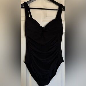 Nip Tuck Elegant Black Ruched Swimsuit 12